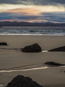 Preview wallpaper beach, coast, sea, sunset, nature