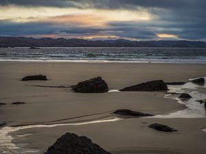 Preview wallpaper beach, coast, sea, sunset, nature