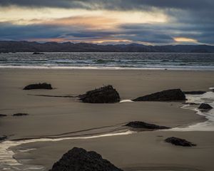 Preview wallpaper beach, coast, sea, sunset, nature