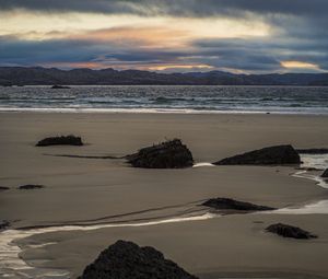 Preview wallpaper beach, coast, sea, sunset, nature