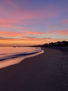 Preview wallpaper beach, coast, sea, sunset, nature, landscape