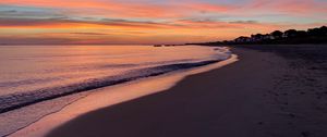 Preview wallpaper beach, coast, sea, sunset, nature, landscape