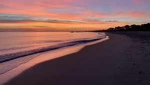 Preview wallpaper beach, coast, sea, sunset, nature, landscape