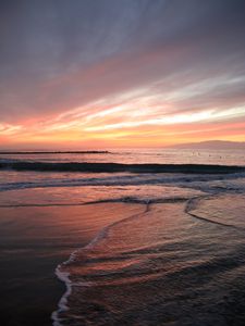 Preview wallpaper beach, coast, sunset