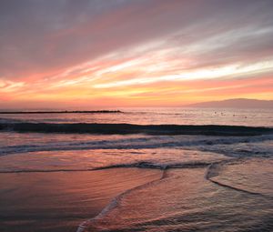 Preview wallpaper beach, coast, sunset