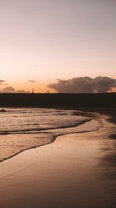 Preview wallpaper beach, dusk, dark, waves, coast