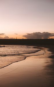 Preview wallpaper beach, dusk, dark, waves, coast