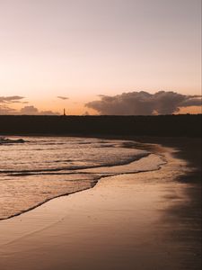 Preview wallpaper beach, dusk, dark, waves, coast