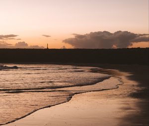 Preview wallpaper beach, dusk, dark, waves, coast