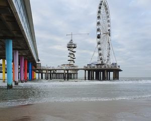 Preview wallpaper beach, ferris wheel, attraction, entertainment