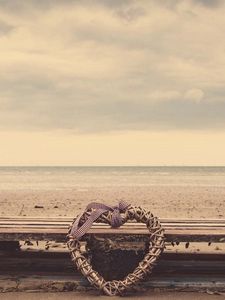 Preview wallpaper beach, heart, sand, bench, wicker