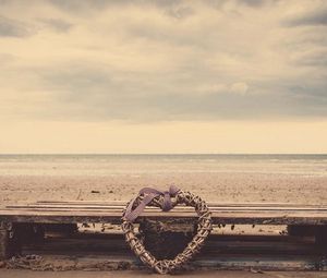 Preview wallpaper beach, heart, sand, bench, wicker