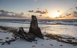 Preview wallpaper beach, horizon, sea, waves