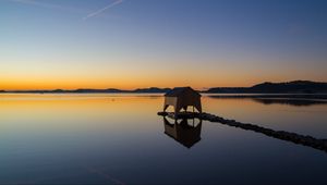 Preview wallpaper beach house, lake, sunset, nature