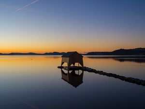 Preview wallpaper beach house, lake, sunset, nature