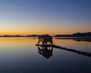 Preview wallpaper beach house, lake, sunset, nature