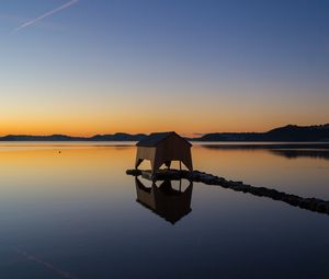 Preview wallpaper beach house, lake, sunset, nature