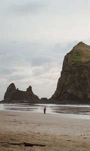 Preview wallpaper beach, loneliness, sad, sea, rocks