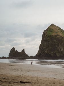 Preview wallpaper beach, loneliness, sad, sea, rocks