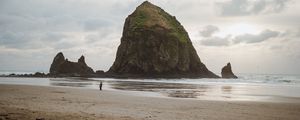 Preview wallpaper beach, loneliness, sad, sea, rocks