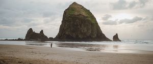 Preview wallpaper beach, loneliness, sad, sea, rocks