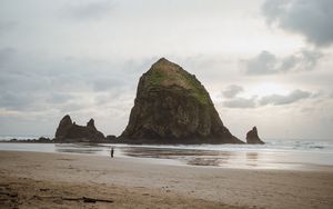 Preview wallpaper beach, loneliness, sad, sea, rocks