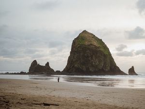 Preview wallpaper beach, loneliness, sad, sea, rocks