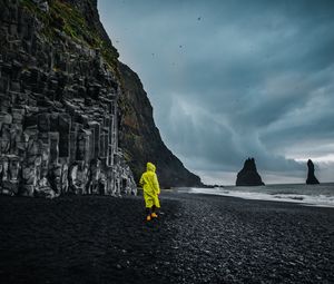 Preview wallpaper beach, man, sea, rocks, coast