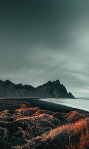 Preview wallpaper beach, mountains, landscape, sea, coast