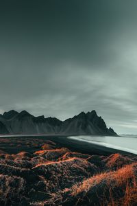 Preview wallpaper beach, mountains, landscape, sea, coast