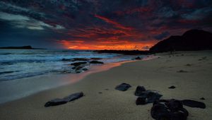 Preview wallpaper beach, night, sea, sky