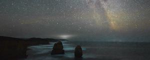 Preview wallpaper beach, night, starry sky, milky way, sea