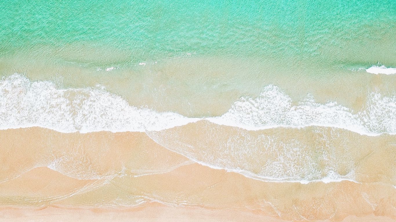 Download wallpaper 1366x768 beach, ocean, aerial view, wave, surf ...