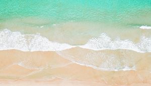 Preview wallpaper beach, ocean, aerial view, wave, surf