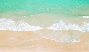 Preview wallpaper beach, ocean, aerial view, wave, surf
