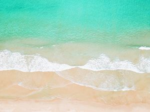 Preview wallpaper beach, ocean, aerial view, wave, surf