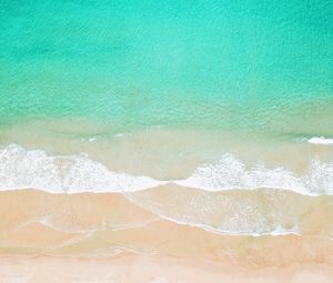 Preview wallpaper beach, ocean, aerial view, wave, surf