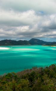 Preview wallpaper beach, ocean, landscape, coast, trees, sky