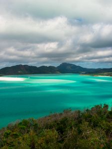 Preview wallpaper beach, ocean, landscape, coast, trees, sky