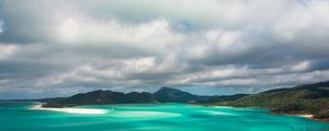 Preview wallpaper beach, ocean, landscape, coast, trees, sky