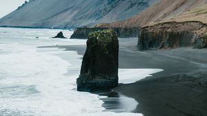 Preview wallpaper beach, ocean, rock, mountains, water, nature