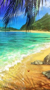 Preview wallpaper beach, palm, ocean, art, surf