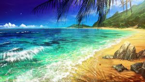 Preview wallpaper beach, palm, ocean, art, surf