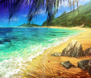 Preview wallpaper beach, palm, ocean, art, surf