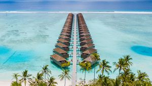 Preview wallpaper beach, palm, structure, rest