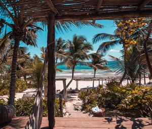 Preview wallpaper beach, palms, summer, tropics, rest