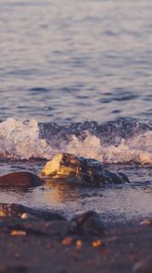 Preview wallpaper beach, pebbles, waves, water, sea