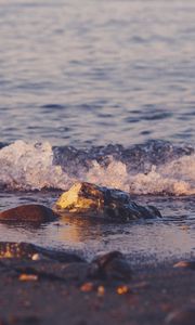 Preview wallpaper beach, pebbles, waves, water, sea