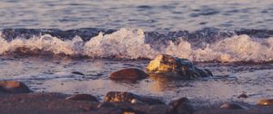 Preview wallpaper beach, pebbles, waves, water, sea