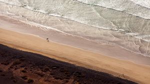 Preview wallpaper beach, people, aerial view, silhouettes, coast